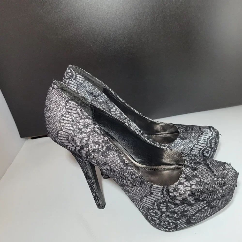 ANNE  MICHELLE LACE DESIGN PATTERN HIGH HEEL STILETTOS SHOE